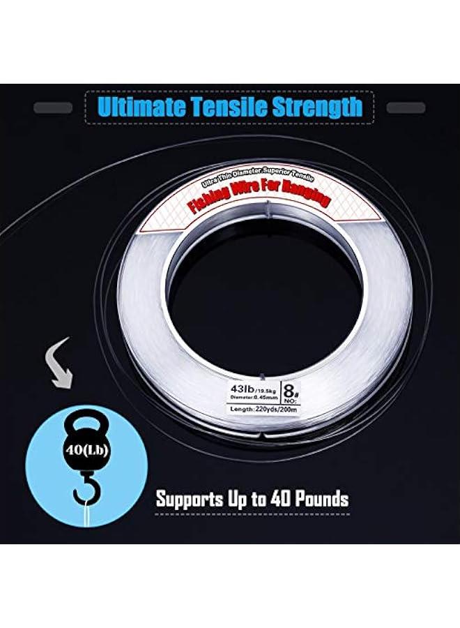 Clear Fishing Wire, Acejoz 656FT Fishing Line Clear Invisible Hanging Wire Strong Nylon String Supports 40 Pounds for Balloon Garland Hanging Decorations - Image 4